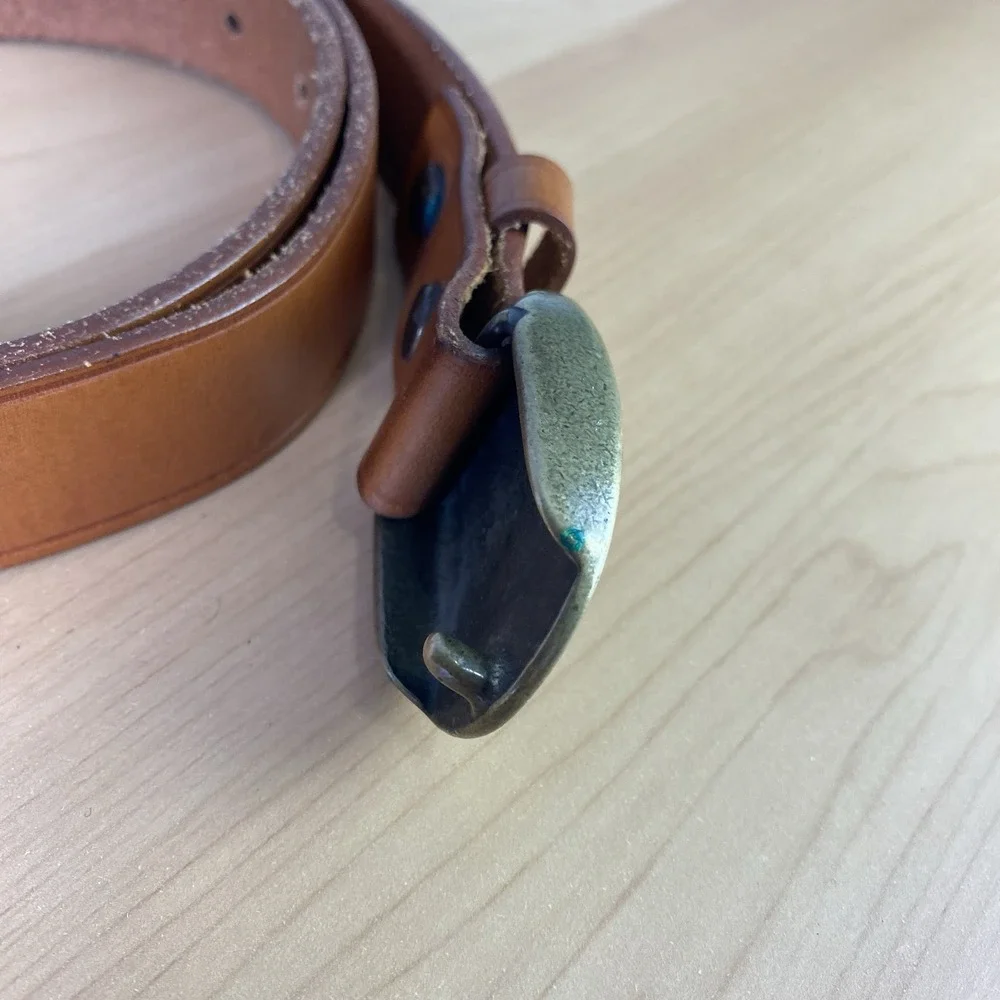 Vintage Polo Ralph Lauren Belt‎ Mens Size 36 Brown Leather Brass Pony Buckle 70s